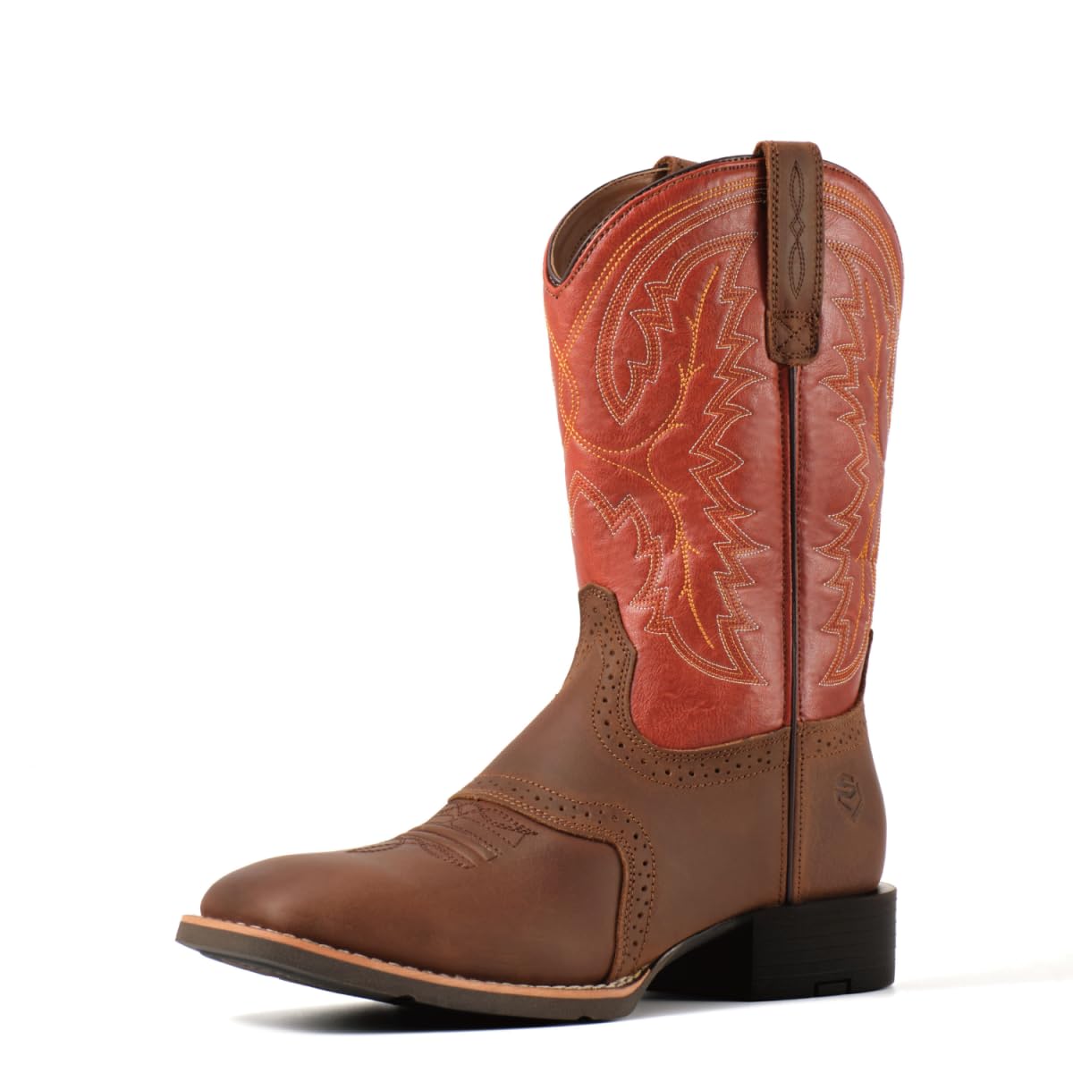 SUREWAY Western Boots For Men - Mens Square Toe Cowboy Boot, Oil/Slip Resistant, Durable Fashionable Classic Pull on 10 Inch Mid-Calf Wellington Boots