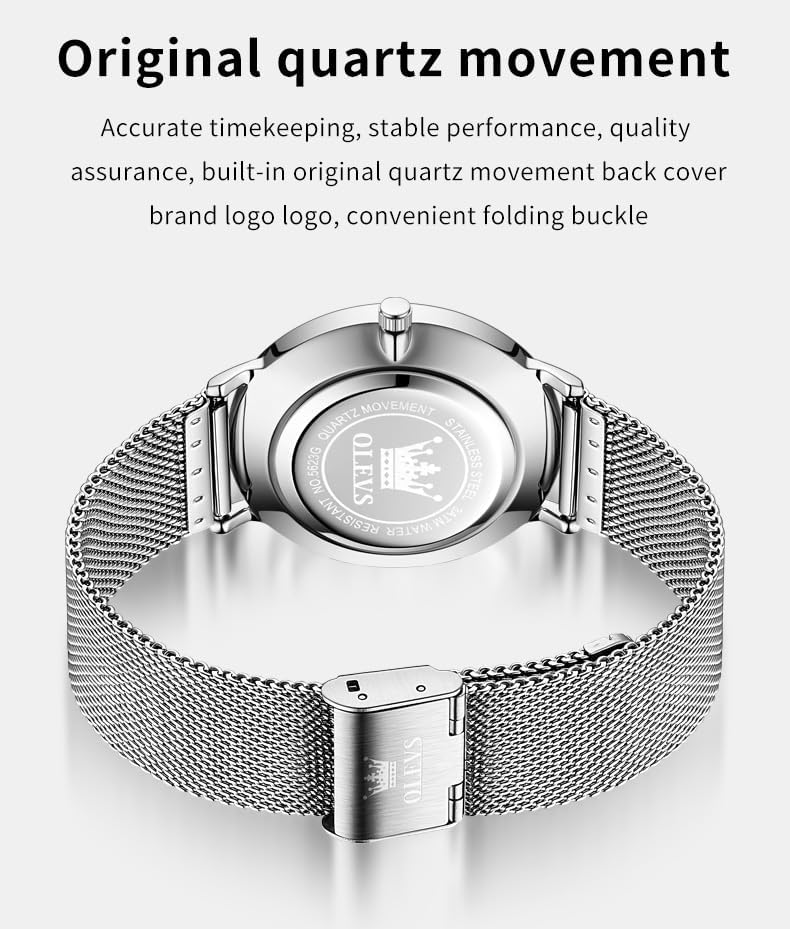 OLEVS Mens Gold Watches Analog Quartz Business Dress Watch Day Date Stainless Steel Classic Luxury Luminous Waterproof Casual Male Wrist Watches - Image 6