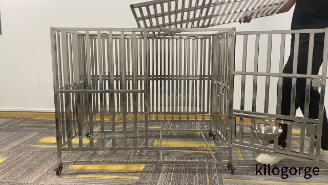 Amazon.co.jp: kilogorge 大型犬 ゲージ ステンレス鋼製犬用ケージ