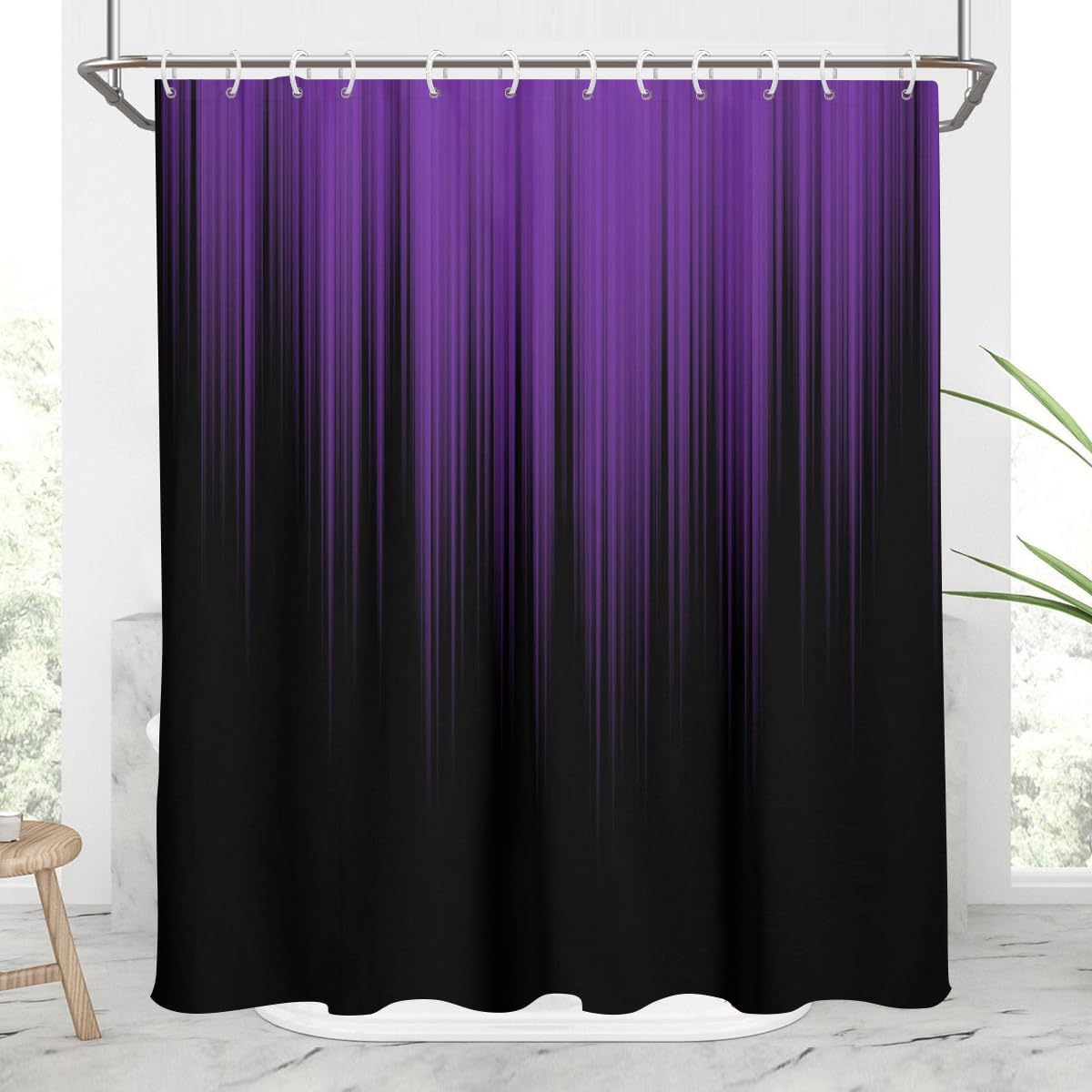 Rideau de douche violet et noir ombré abstrait géométrique pour salle de bain