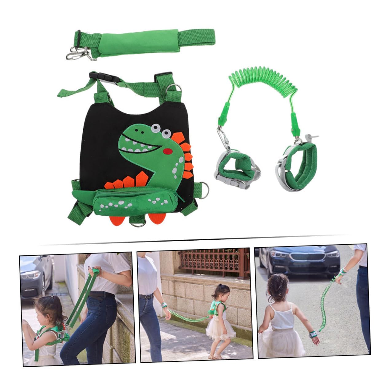 Arnés Niña Caminar con Correa y Pulsera de Seguridad para Diseño Dinosaurio Transpirable y Ligero de Evitar Pérdida Exteriores