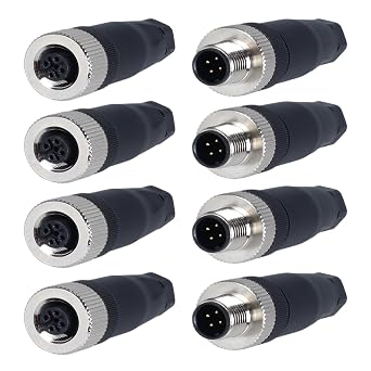 Male & Female Socket M12 Panel Aviation Wire Connector 12mm Industrial Circular Connector Outdoor Waterproof IP674 Pin 4 Sets
