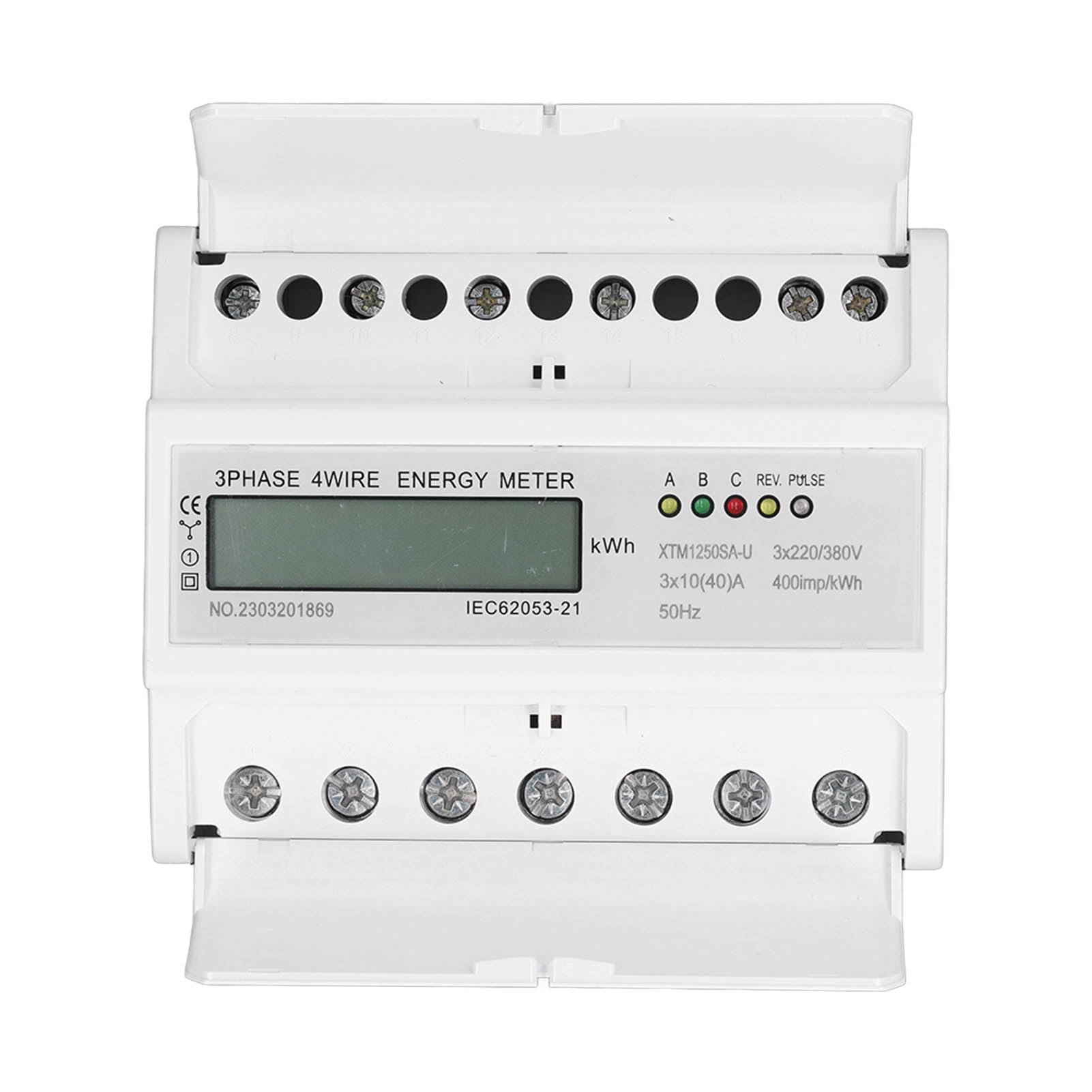 Pwshymi Medidor de Energía Eléctrica Probador Digital Trifásico de 4 Cables para Uso Industrial con Pantalla LCD de 7 Dígitos y Función
