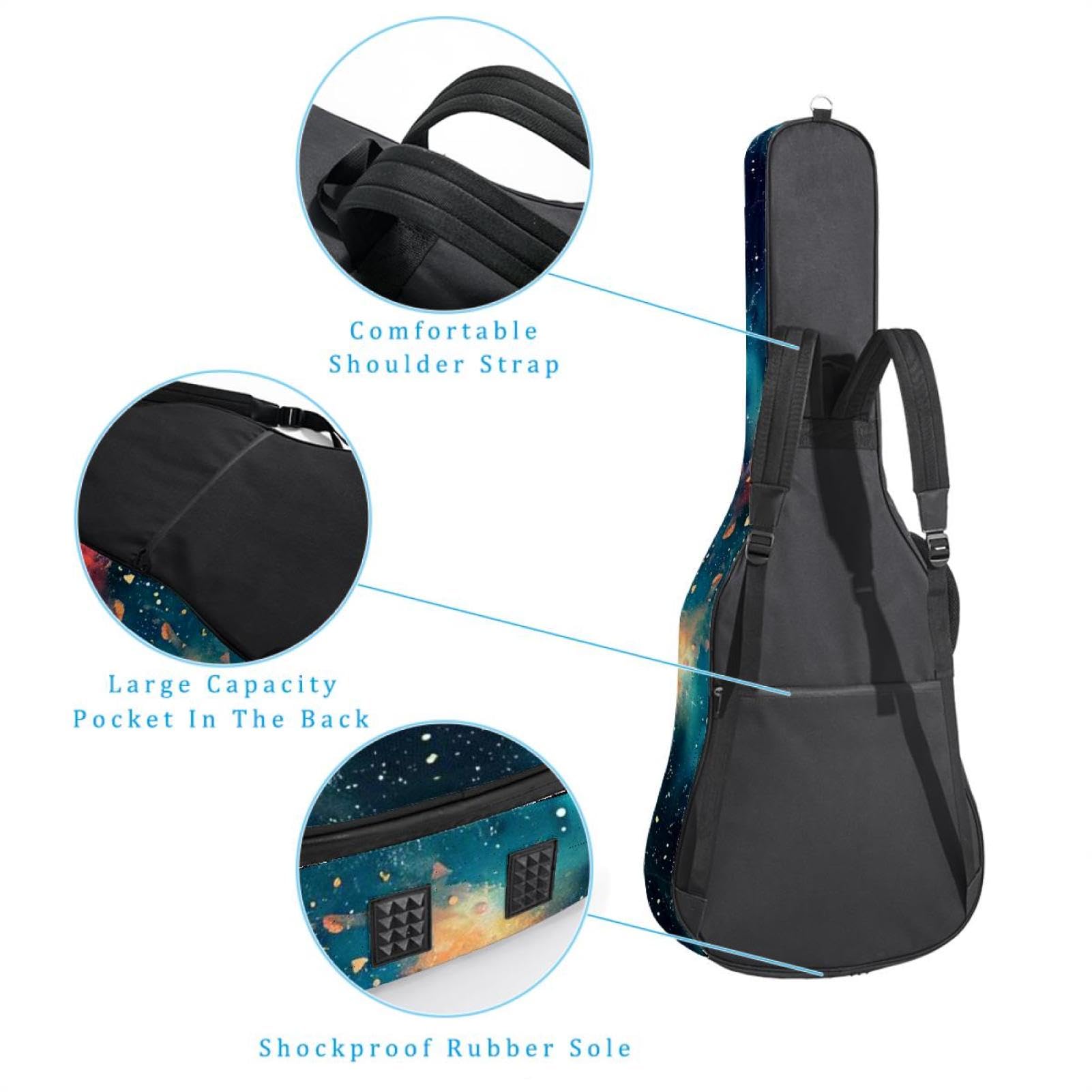 Gitarrentasche in voller Größe, 101,6 cm, 104,4 cm, 106,7 cm, Tragetasche für E-Bass, klassische Gitarre, bunte Rosen und Blumen, Leopardenmuster, Mehrfarbig 09, 42.9x16.9x4.7 in, Lässiger