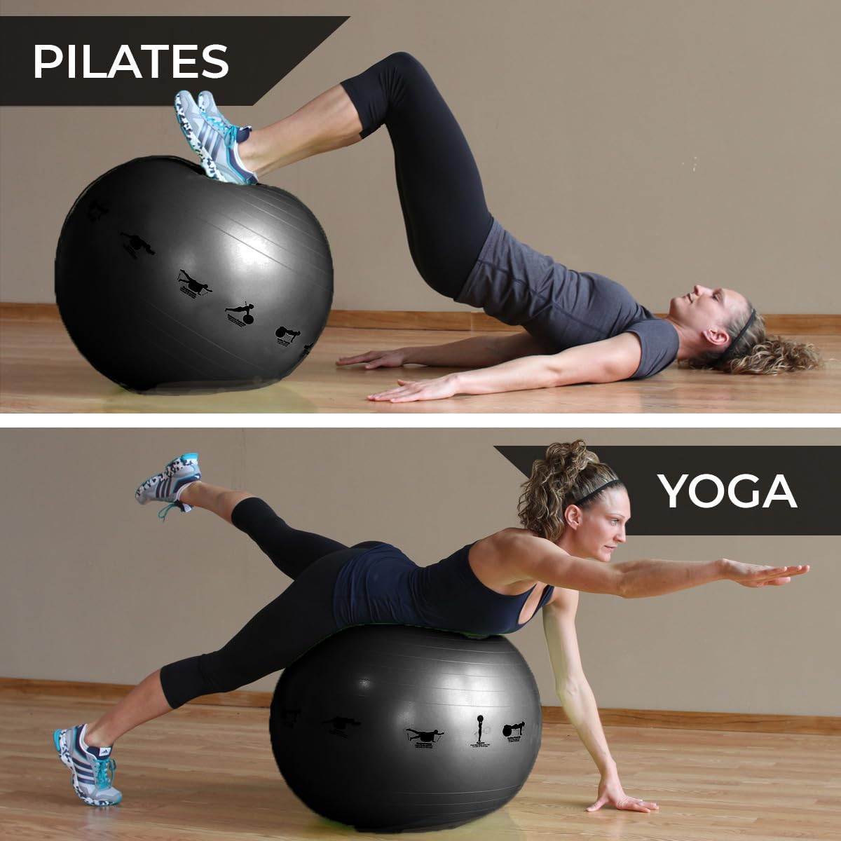 Prism Fitness Studio LINE Smart Self-Guided Stability Exercise Medicine Ball for Yoga, Pilates, and Office Ball Chair, Black (75cm)