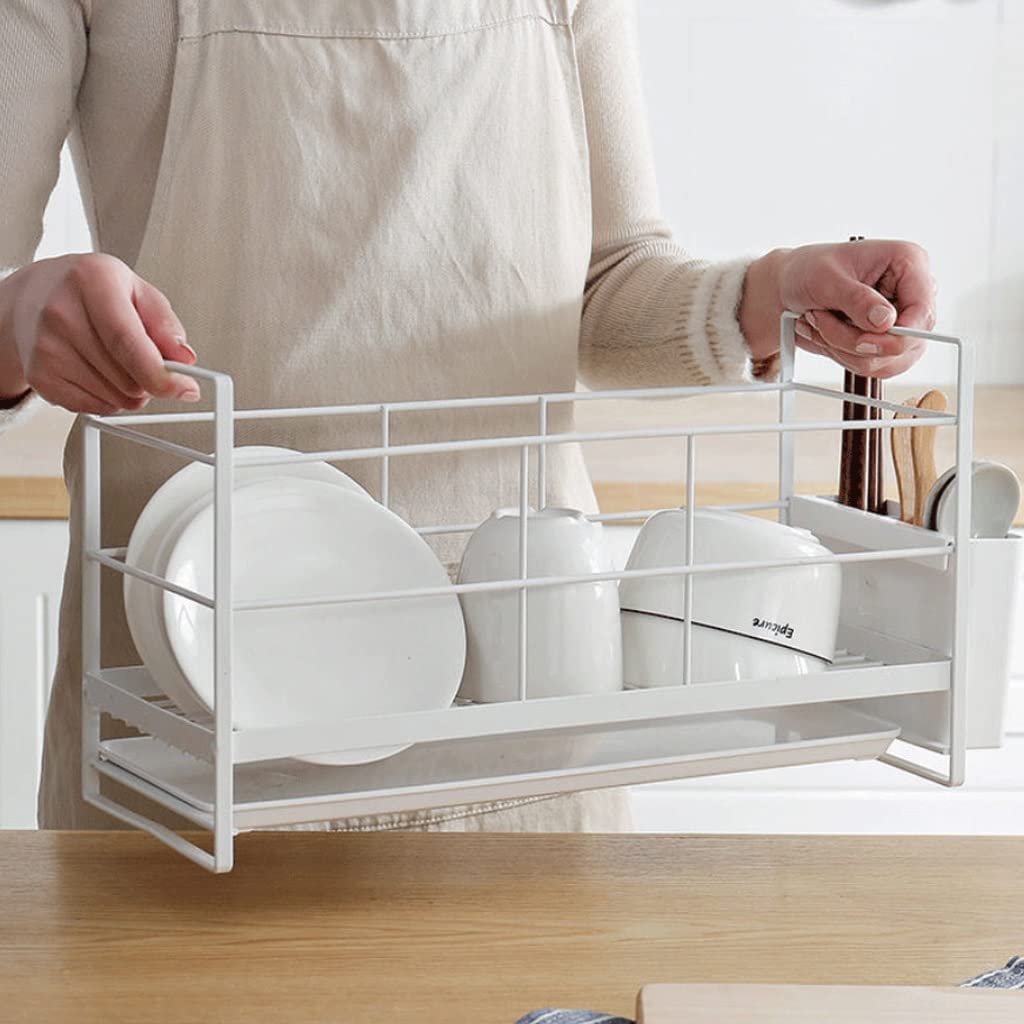 Égouttoir à Vaisselle Égouttoir À Vaisselle Blanc avec Égouttoir Amovible pour Comptoir De Cuisine Panier à Vaisselle pour Cuisine