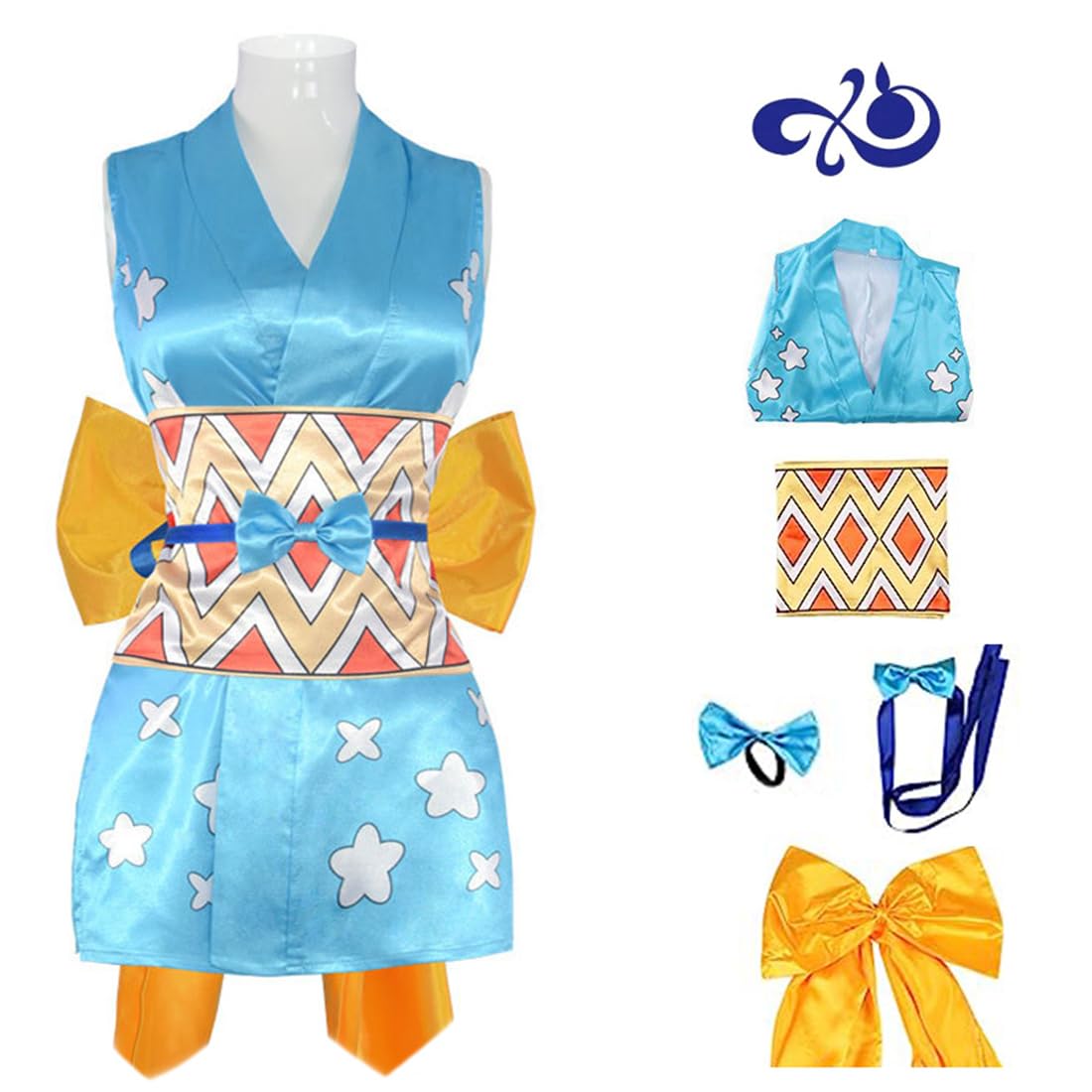 Women Nami Cosplay Costume Anime Kimono Dress Uniform Yellow