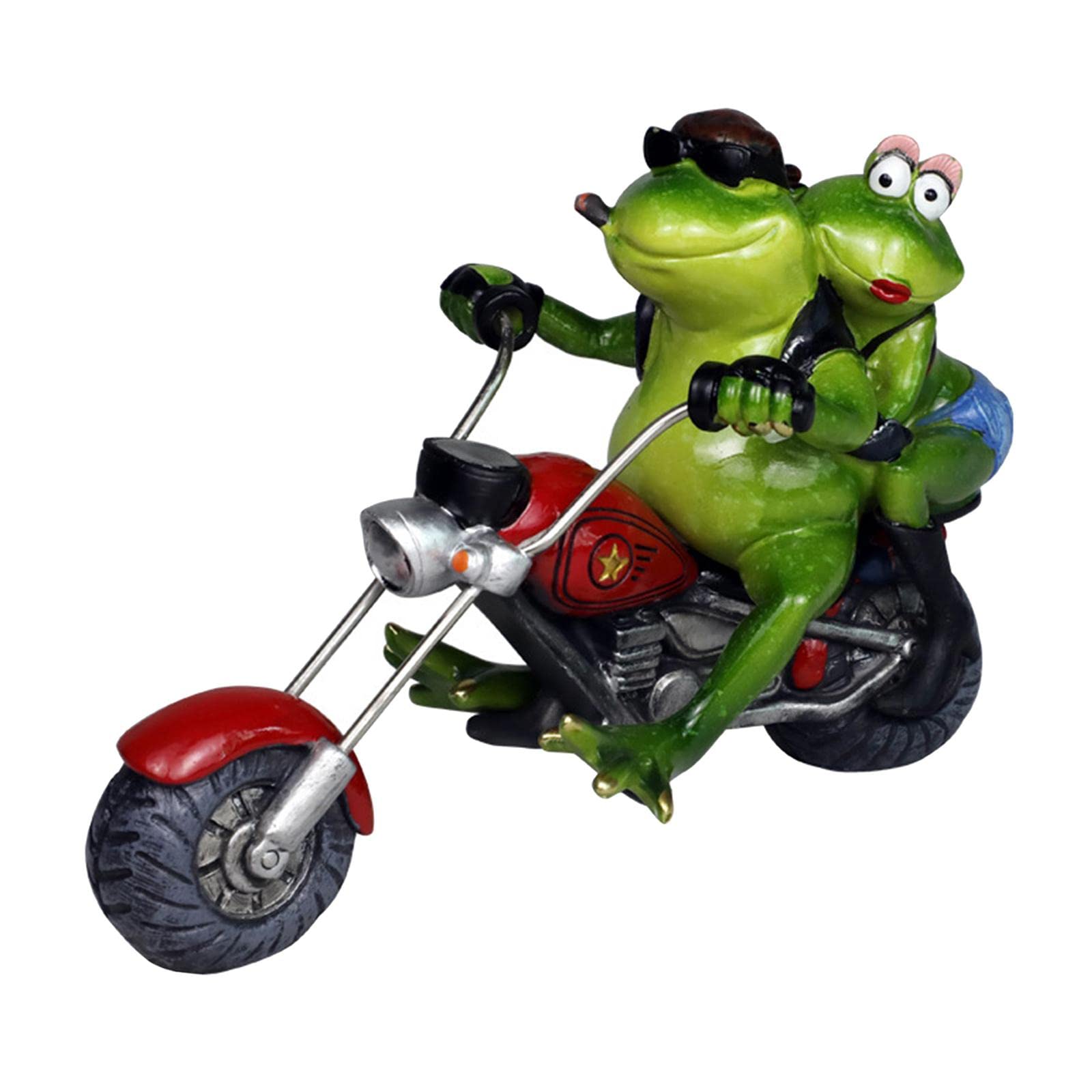 Figurine grenouille de moto en résine aux finitions sculptées