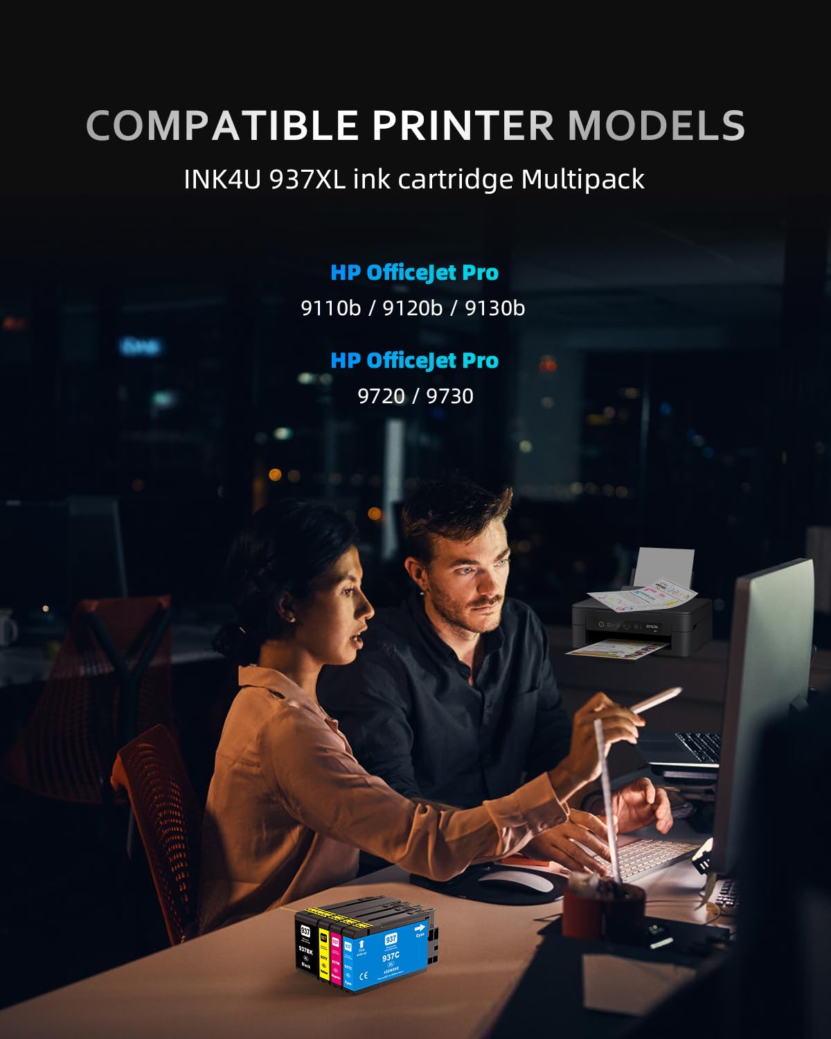 937XL Cartucce con chip compatibili con HP 937 Cartuccia 937e 937XL per HP OfficeJet 9720 9730 9110b 9130b 9120b 9117b Cartucce(con chip)