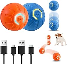 2Pcs Electric Interactive Dog Toy Ball, Automatic Active Rolling Balls for Small Medium Dogs Cats, Self Moving Bouncing Jumping Funny Pet Toys for Boredom Puppy Cat Kitten Indoor Outdoor(Blue+Orange)