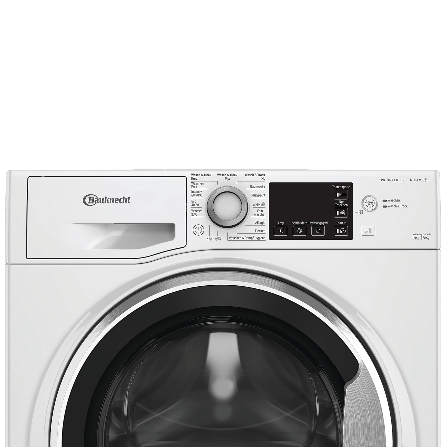 Bauknecht WADR ACTIVE 9614 D Waschtrockner, 9 kg Waschen, 6 kg Trocknen, Active Care Wash & Dry Technologie, Anti-Allergie-Programm, Wolle-Programm, Nachlegefunktion, Dynamic Inverter-Motor, Weiß
