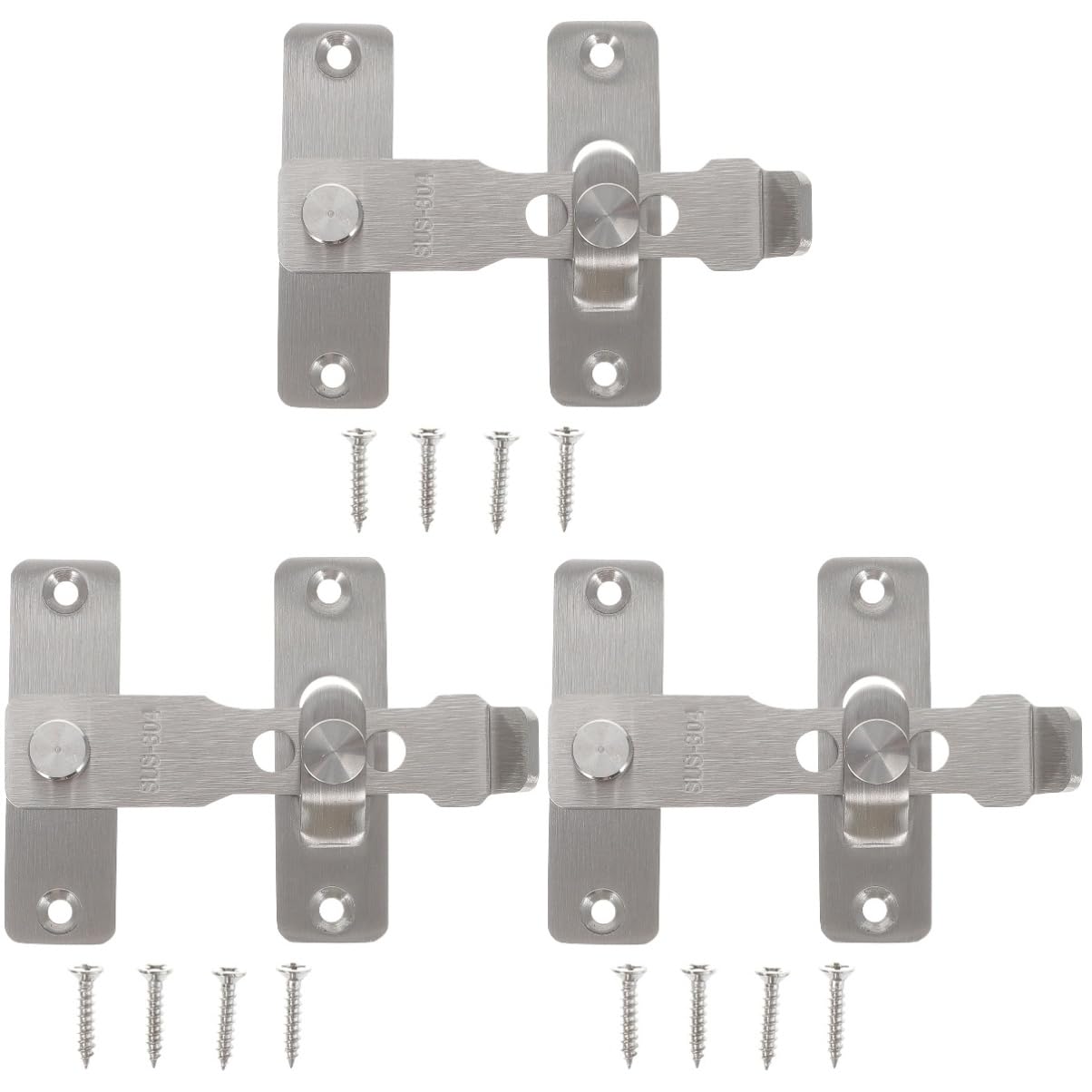 Serrure de porte barre en acier inoxydable avec loquets de verrouillage de grange à 180°