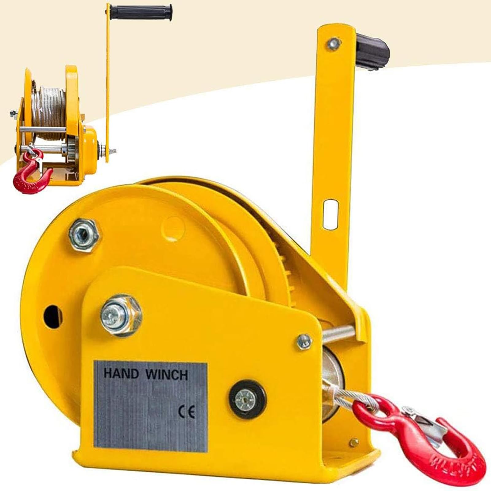 Cabrestante de mano basculante resistente de 2600 libras con extractor de cuerda de alambre experto y freno automático de dos vías, ideal para remolque, ATV, UTV, barcos y más