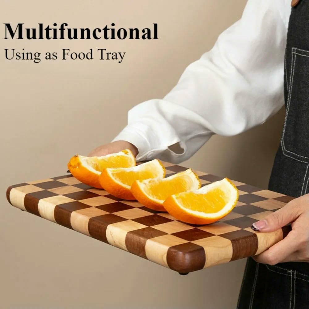 JJDFW - Tabla de cortar de madera maciza, para uso doméstico, doble color, antideslizante, bandeja de alimentos, artículos de cocina