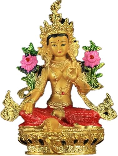 Estatua de Bodhisattva Ocho Mascota Budista Proveedores Cobre Dorado Color Verde Tara Buddha Estatua