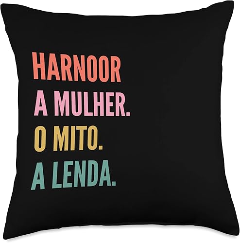 Miniatura 4 de Designs De Nomes Engraçados Para Mulher Funny Portuguese First Name Design-Harnoor Throw Pillow 16x16 Multicolor