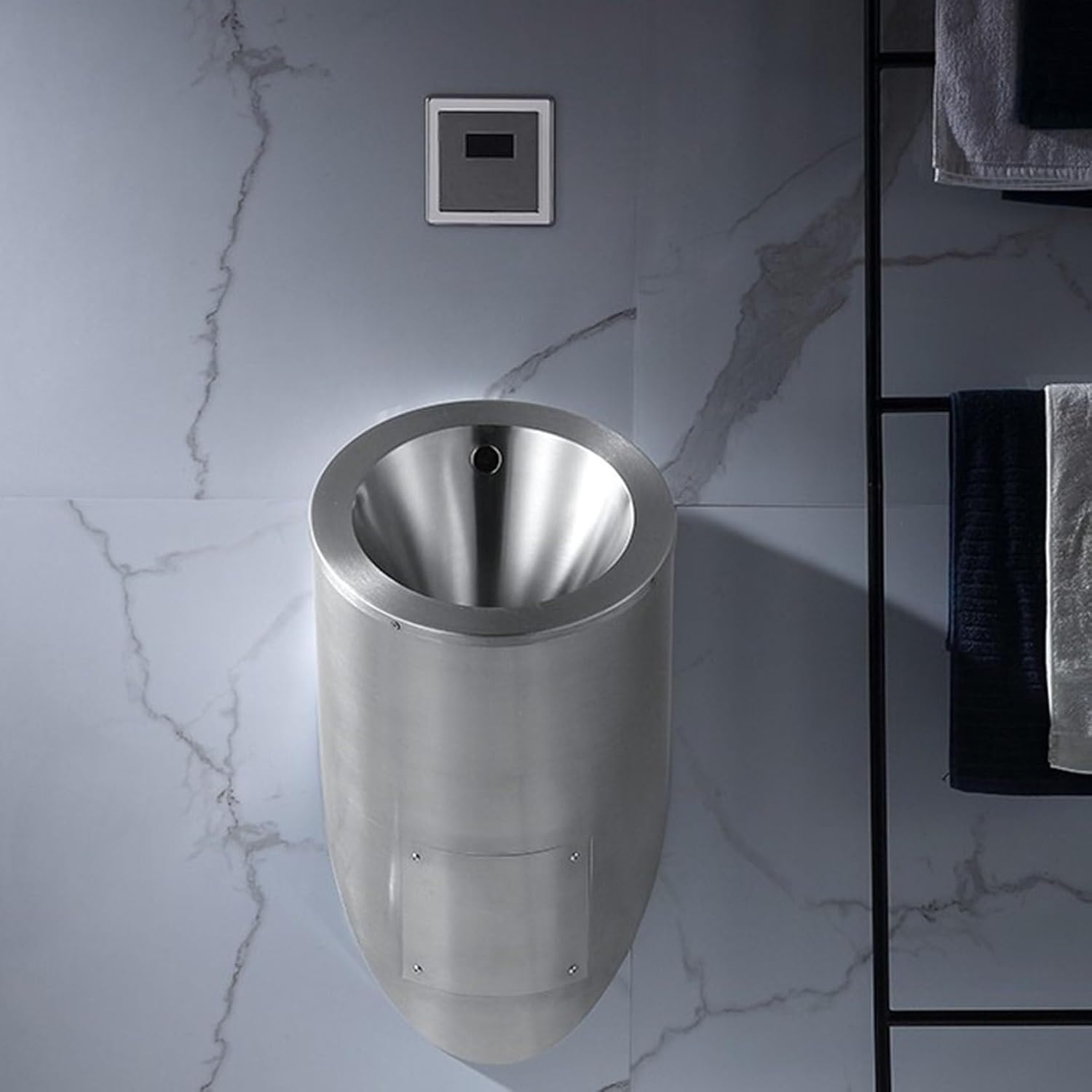 Wall-Mounted Urinal Anti-Overflow Urinal,Men's Commercial Flushing Urinal,Commercial Splash-Anti-Odor Anti-Clog Toilet Urine Diverter,for Hotel Airport Bar Rosegold,Silver-Urinalplussensor