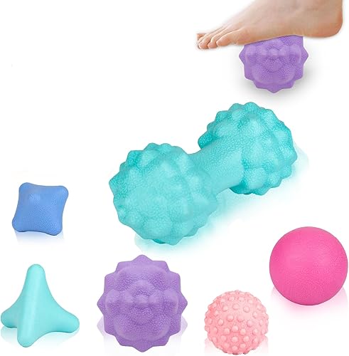 Juego de 6 bolas de lacrosse, bola de masaje, fascitis muscular, alivio de fascitis plantar, masaje de espalda, puntos de activación y terapia de