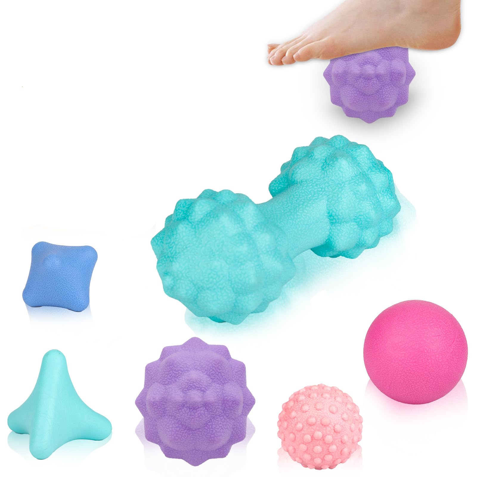 Lacrosse Ball,Massage Ball,Fasciitis Muscle Ball 6 Piece Set. Plantar Fasciitis rRelief,Back Massage,Trigger Point Muscle Knots and Yoga Therapy