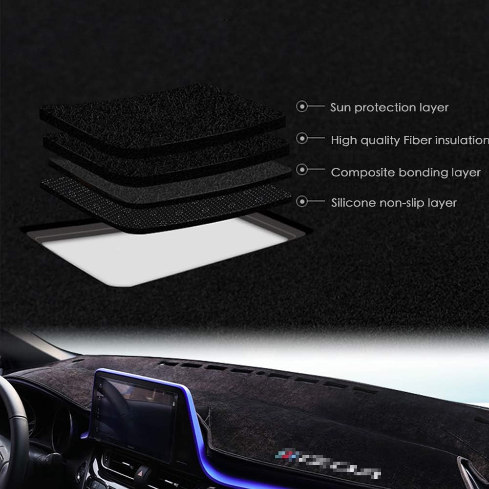 PGTOPONE Custom Fit Dashboard Black Center Console Cover Dash Mat Protector Sunshield Cover Pad Carpet for 2017 2018 2019 2020 Toyota CHR CH-R (Red)