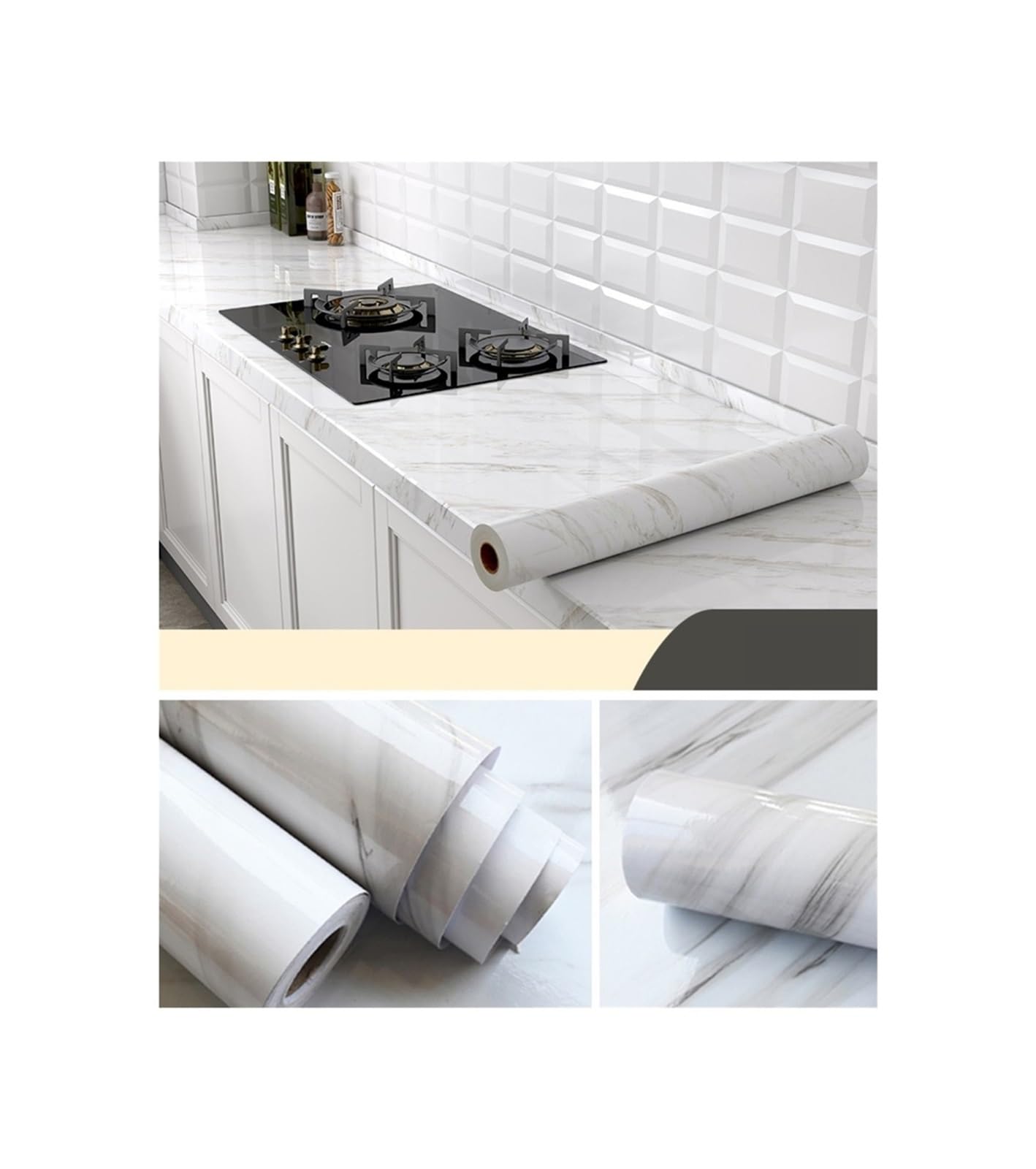 Autocollants Anti-Graisse Cuisine en Marbre pour Stopper les Taches d'Huile sur le Mur