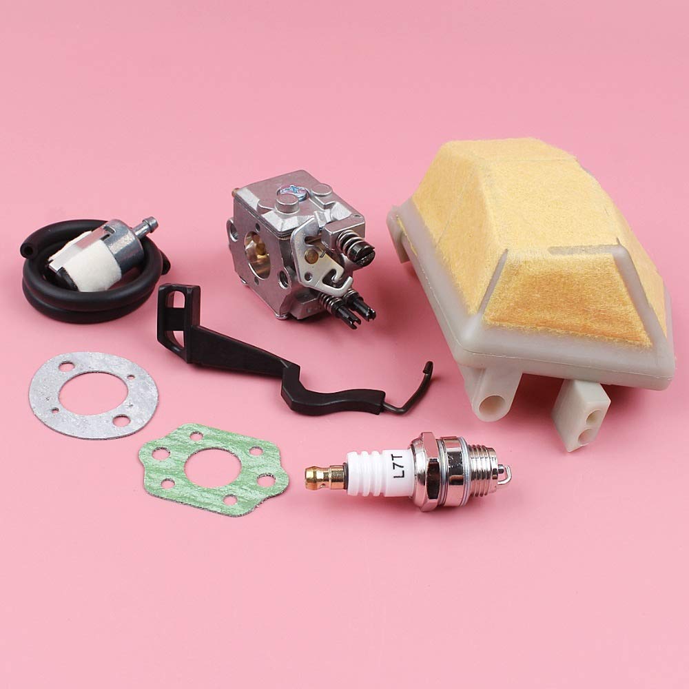 HAOHAO Carburador de Carb Compatible with Husqvarna 55 Filtro de Combustible 51 Estrangulador de Líneas Aéreas de Rod Junta Bujía Motosierra reemplazo del Recambio