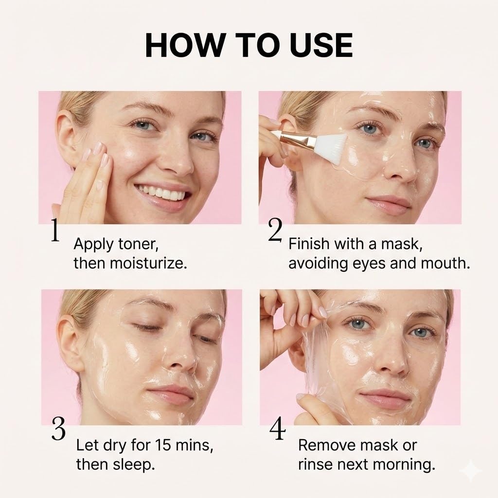 ELT Collagen Peel Off Facial Mask Pack - Hydrating & Firming Wrapping face Mask with 5 Types of Collagen, 8 Peptides, Silicone Brush Korean Skincare (60 ml / 2.02 fl.oz) - Image 8