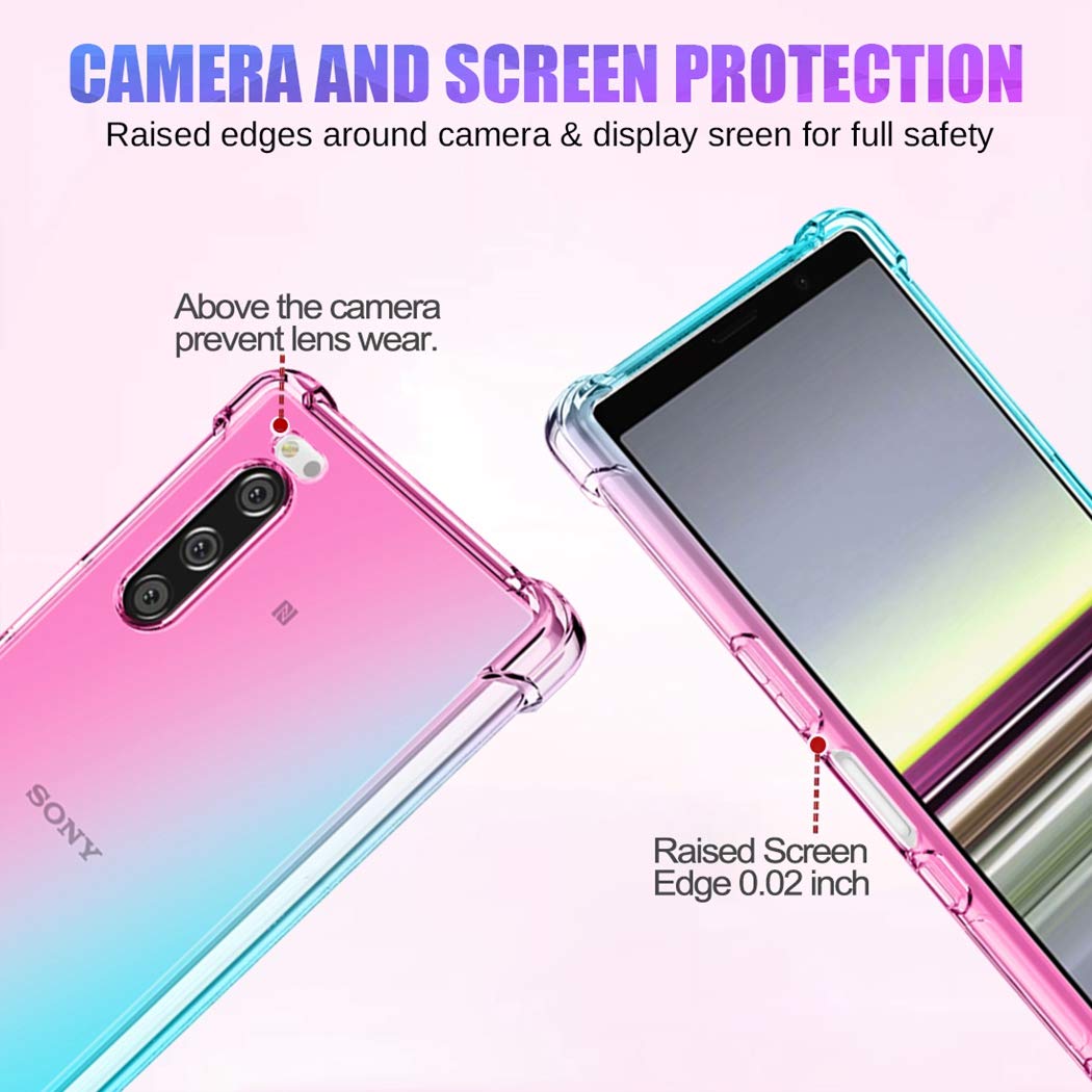 Custodia Per Sony Xperia 5 Con Design Gradiente Viola/Blu - Morbida TPU Antiurto, Sottile E Antigraffio, Supporta Ricarica Wireless