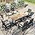 HERA'S HOUSE Patio Table and Chairs Set 7-Piece, Outdoor HDPE Dining Furniture Set with Cushions, All-Weather Wood Grain Table & Wicker Chairs for Backyard, Garden, Deck (Durable & Low Maintenance)