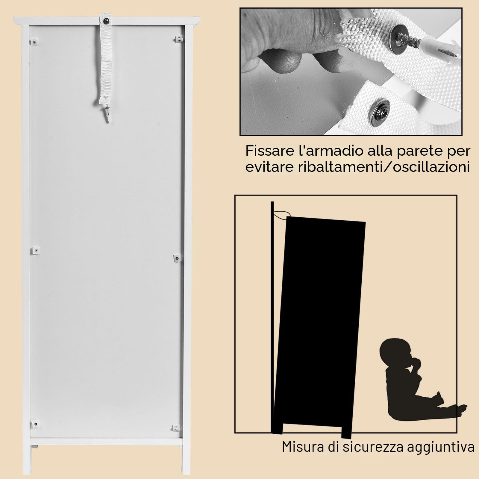 LIFEZEAL Mobiletto Bagno Salvaspazio, Mobiletto Multiuso in Legno 35,5 x 30,5 x 88cm, Mobile Bagno con Cassetto e 1 Porta, Armadietto da Terra con Ripiani Regolabile per Cucina e Soggiorno, Bianco