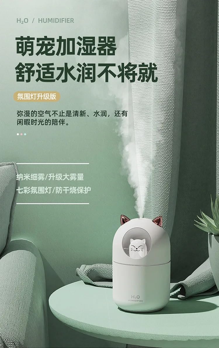 mobigon Wood Cool Mist Ultrasonic Humidifier for Room Moisture, Aroma Diffuser for Home, 300ml Essential Oil Diffuser with 7 Colorful Night Light, Auto Shut-Off, Home, Office, car (E.Turquize)