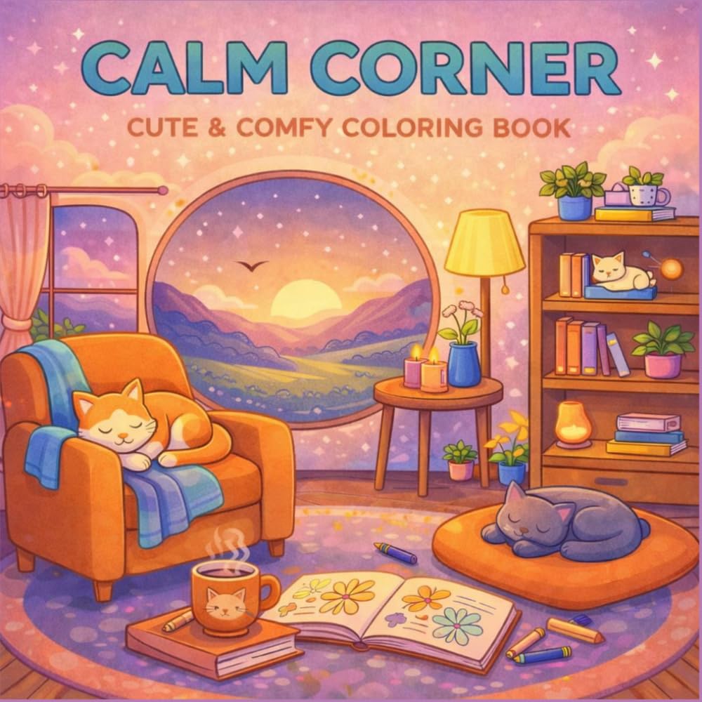 Calm Corner Coloring Book for Adults and Teens: Cute and Cozy Bold & Easy Designs Featuring Peaceful Spaces, Comforting Moments, and Relaxing Scenes for Stress Relief