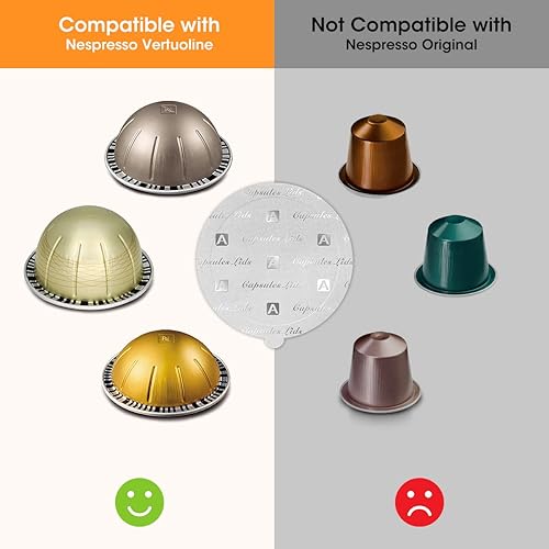 Miniatura 6 de Aieve Kit de cápsulas Vertuo reutilizable compatible con cápsulas Nespresso Vertuo incluye 80 piezas de tapa de sellos de papel de aluminio, soporte