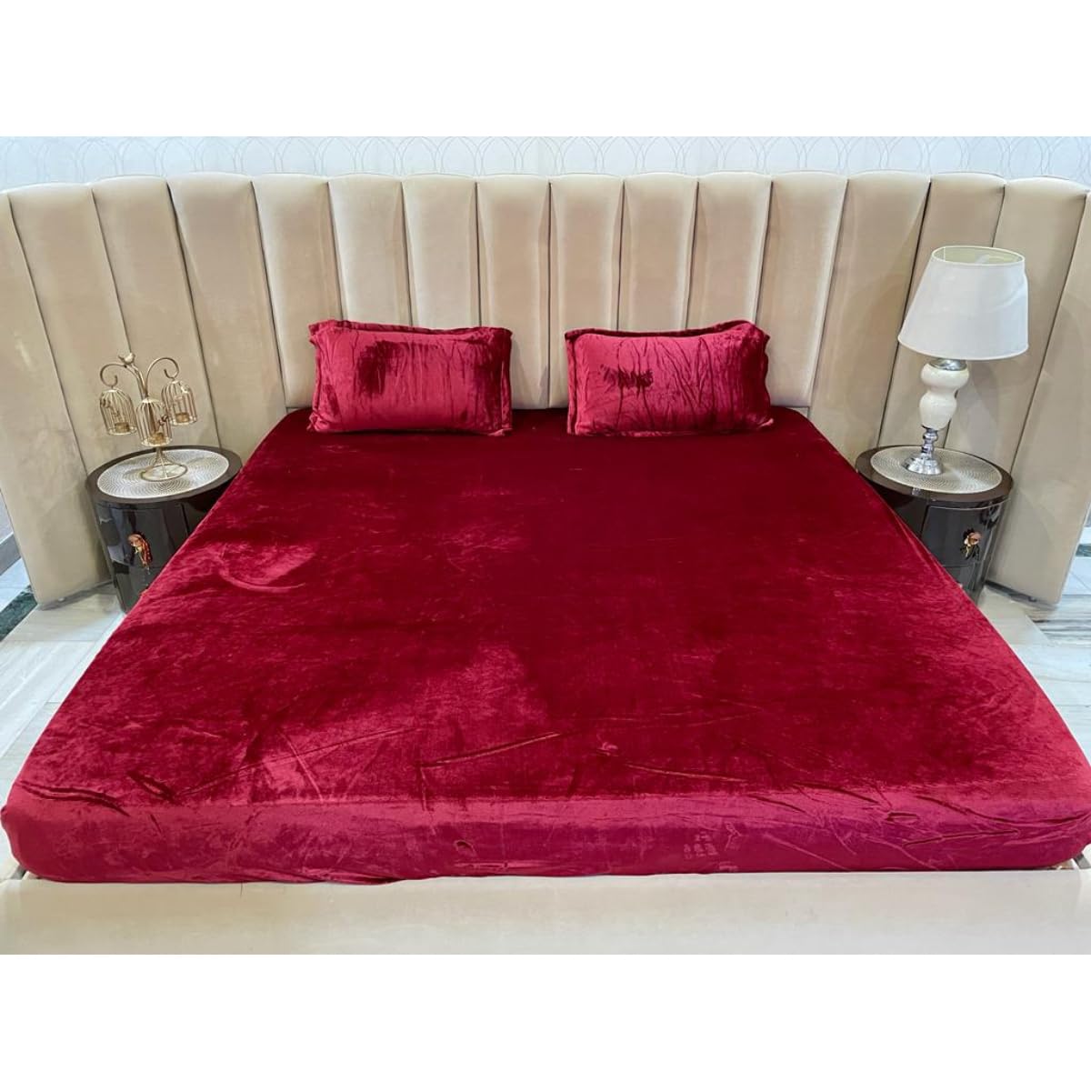 Nanki's Premium Velvet King Size Bedsheet Set -3