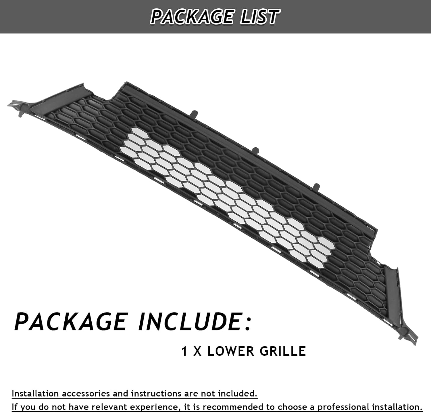 Bewild Front Bumper Lower Grille Fit For 2016 2017 2018 Toyota RAV4 SE Black Honeycomb Grill Replacement (Lower Grille)