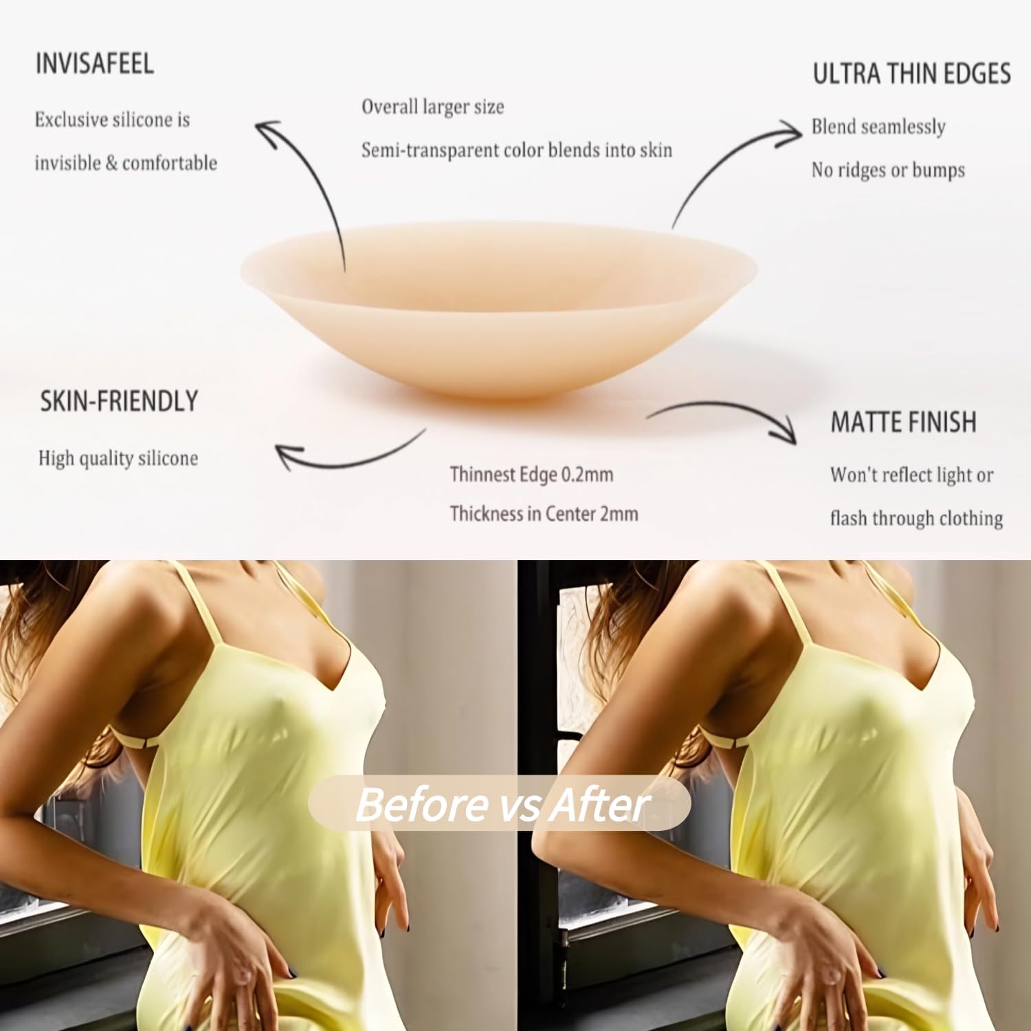 Seamless Grippy-not-sticky Non-Adhesive 2 Pairs Nipple Covers Reusable Pasties - Image 3