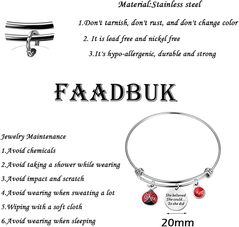 FAADBUK Ladybug Bracelet Ladybug Lover Gift She Believed She Could So She Did Inspiration Gift for Her