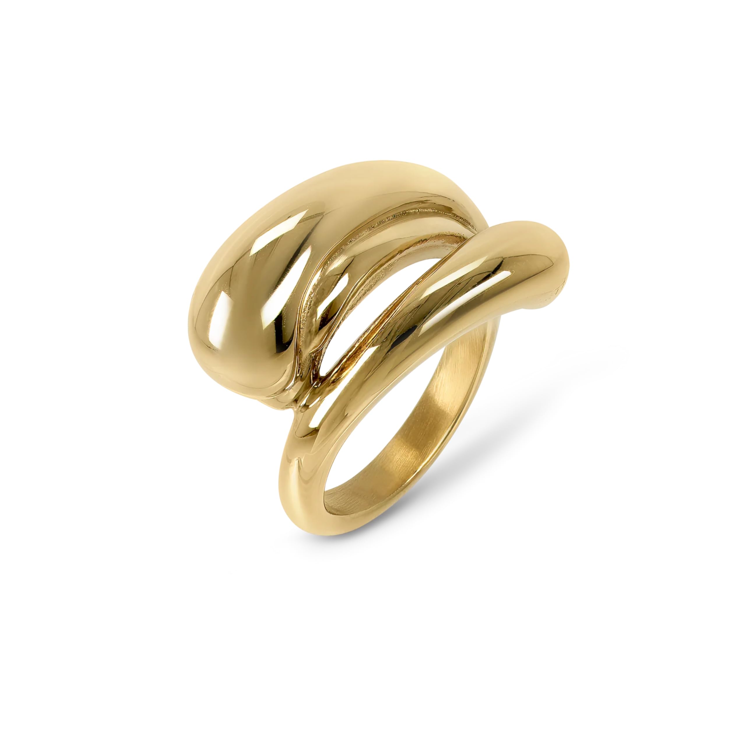 Hey Harper Gold Ring for Women - Gold Plated Stacking Waterproof &amp; Sweatproof Jewerly Ring - Everday Non Tarnish Cute Fashion Circle Rings