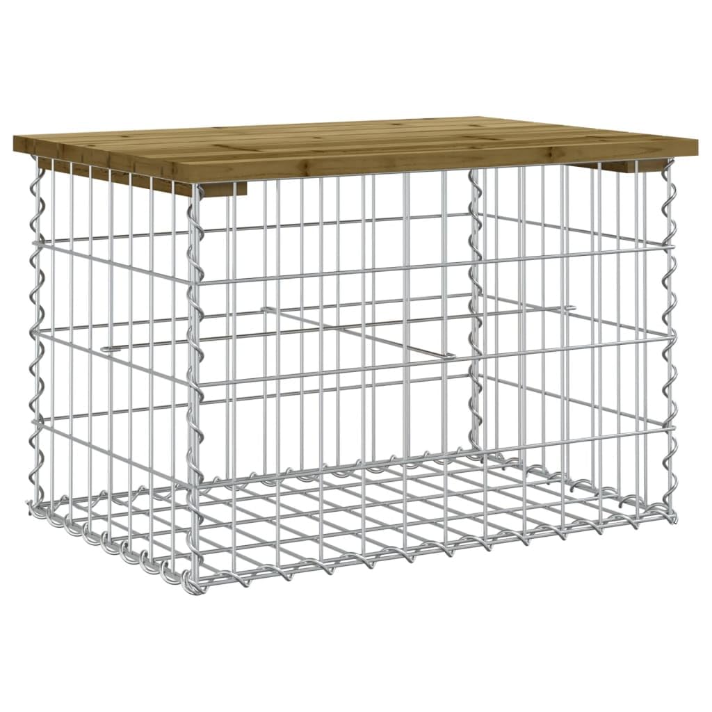 vidaXL Garden Bench, Outdoor Bench with Gabion Basket Base, Park Bench for Patio, Bench Chair, Farmhouse Style, Gabion Design Impregnated Wood Pine
