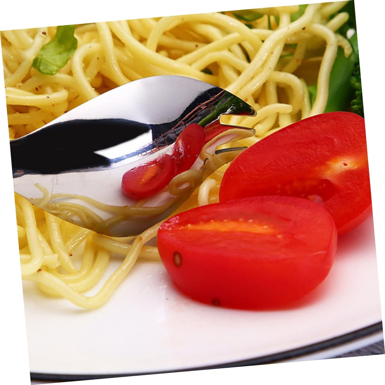 4Pcs Stainless Steel Dual Salad Fork Spoon Servers for Kitchen Use