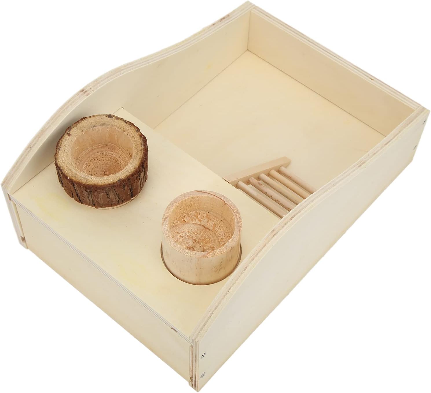 Climbing Ladder Feeder Bowl Hamster Sand Bath Box, Digging Room Litter Box for Small Pets