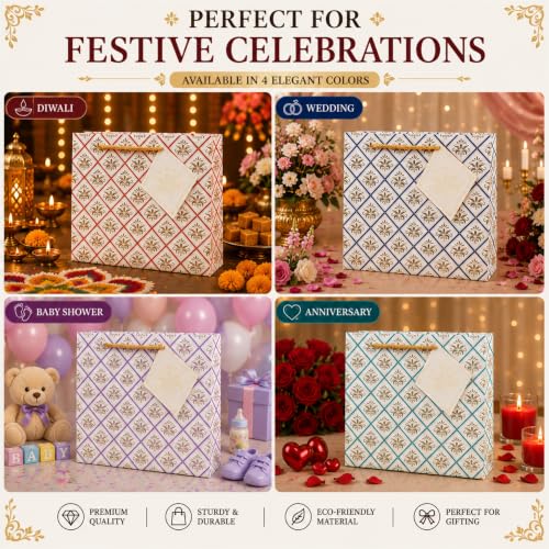 Image of Gift Bags small Pack of 10 - Paper Bags for Gifting - 9x7x2.5 Inch - Paper Bags for Return Gift | Return Gift Bags for Wedding Birthday Baby Shower | 4 Color Combo by Apex Graphics