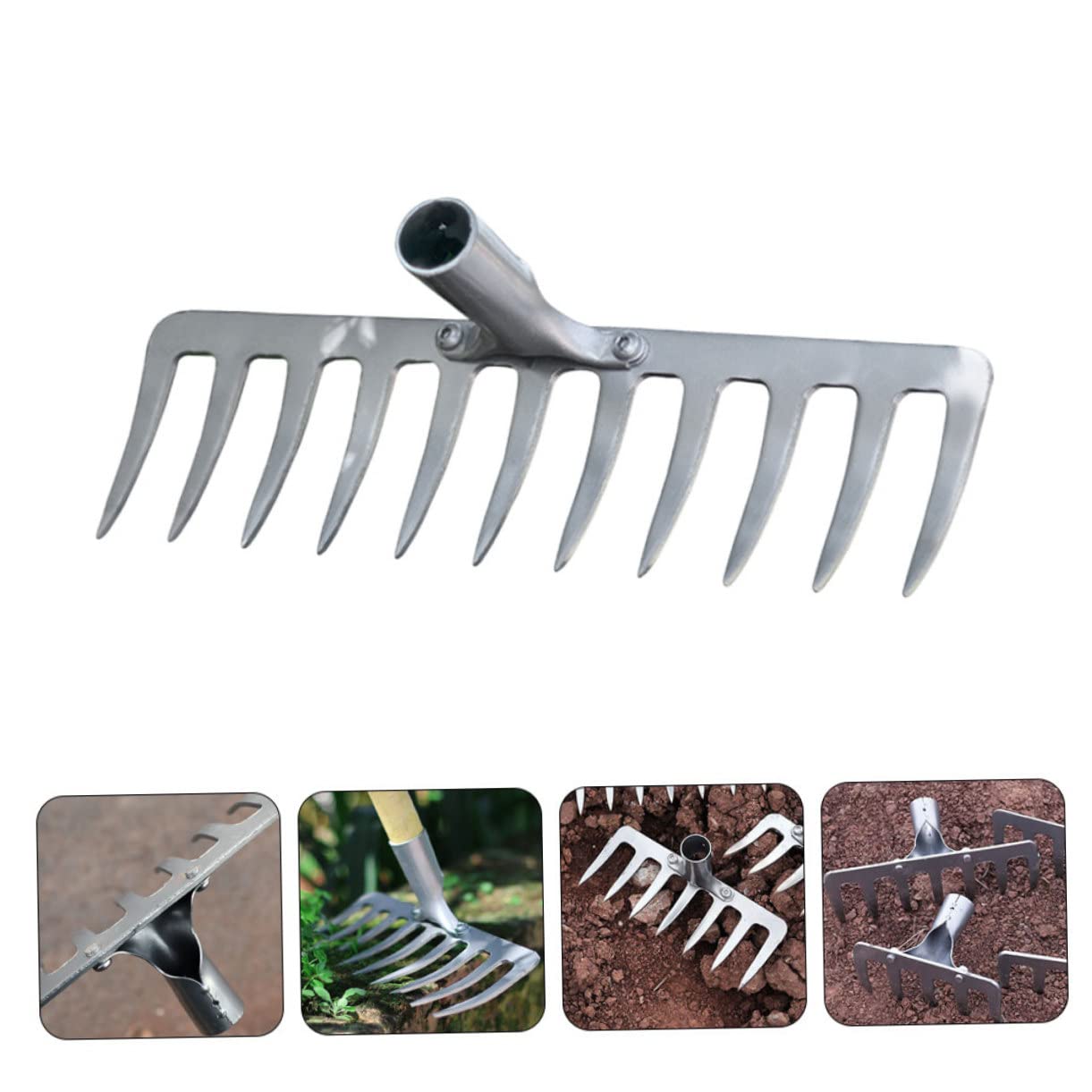 Rastrillo para desherbar Gardenia de 2,0,60" (152 cm) de Hierro Forjado con exclusivos 6 púas reforzadas de Doble Filo y Mango Largo de Madera Jardines y céspedes.