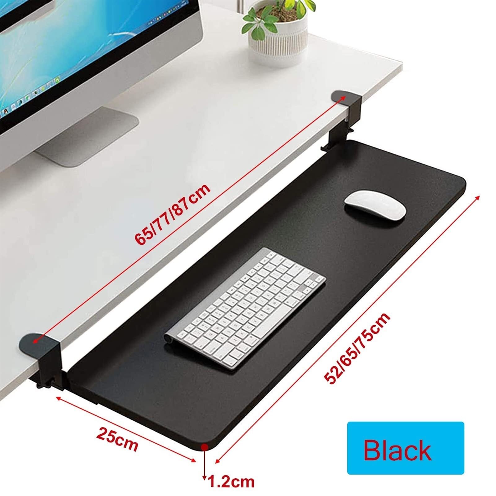Bandeja ergonómica deslizante para teclado debajo del escritorio con reposabrazos, estante de fácil instalación, ahorra espacio para oficina en casa, se adapta a la mayoría de escritorios, perfecto