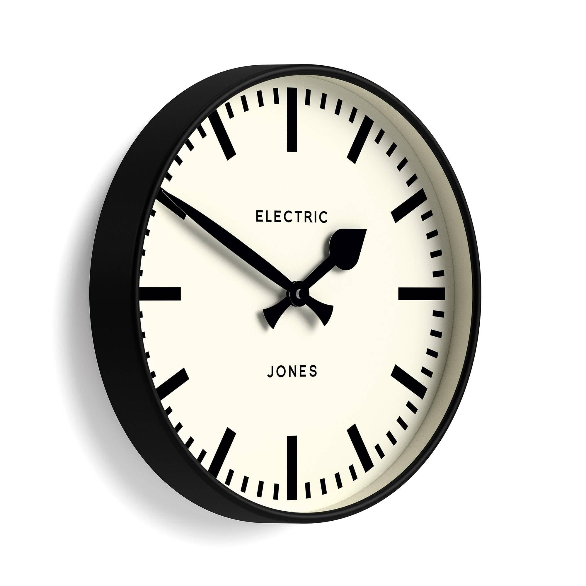 Jones Clocks Black Jones Clocks® Tiger Wall Clock | Modern Round Station Clock | 30Cm | | Cool Designer Look For Kitchen, Living Room Or Office