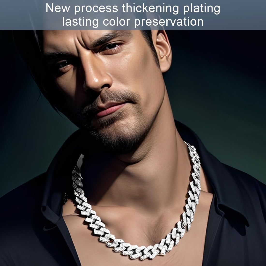 Men'S Necklaces Cuban Rap Hip Hop Chain 50 Cm Stainless Steel Collana Cubana Collana Uomo