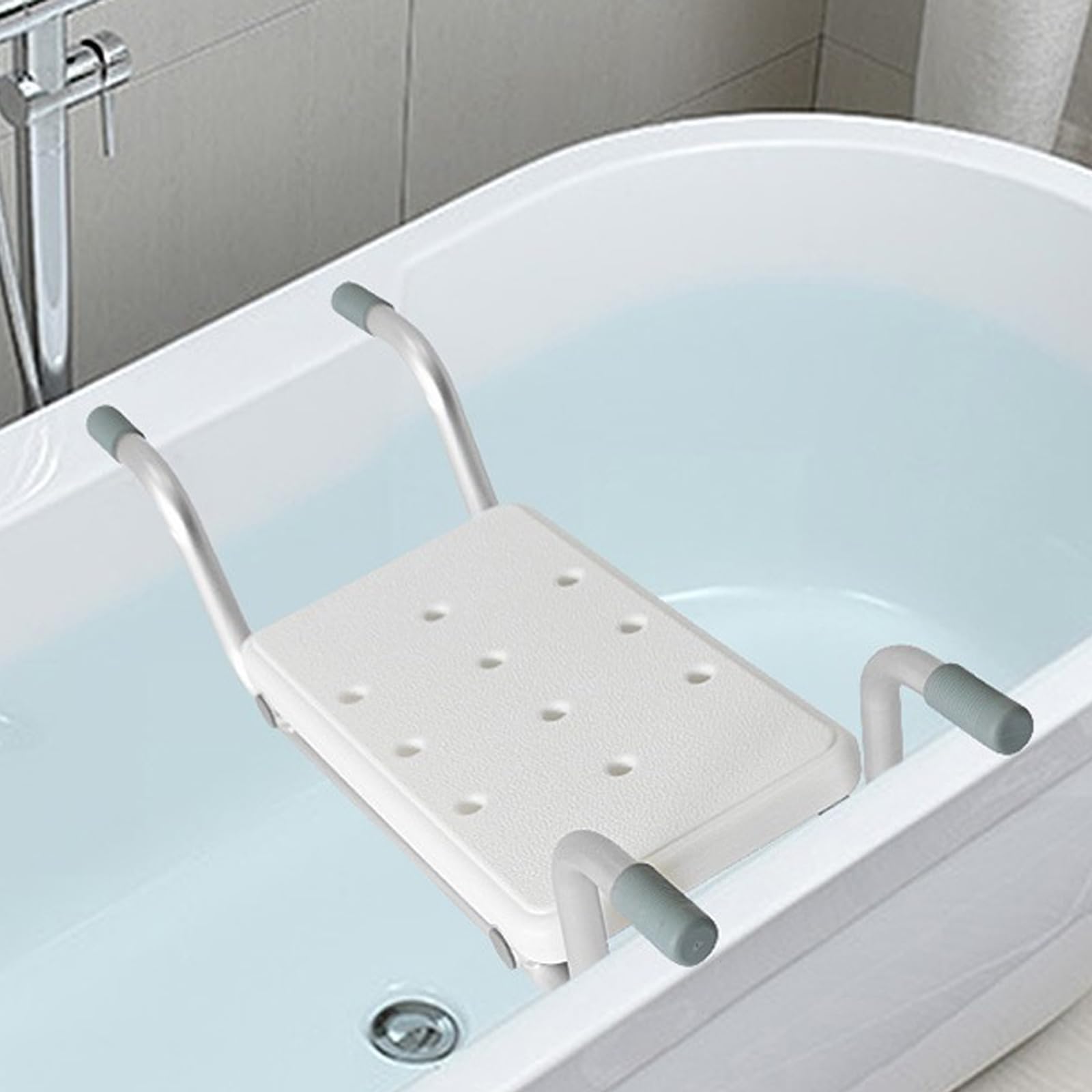 Sedile per Vasca da Bagno, Sedile Vasca da Bagno Antiscivolo per Adulti e Anziani, Sedile da doccia estraibile 72-82 cm, Sedile Sicurezza per Vasca da Bagno, portata 136 kg, Bianco