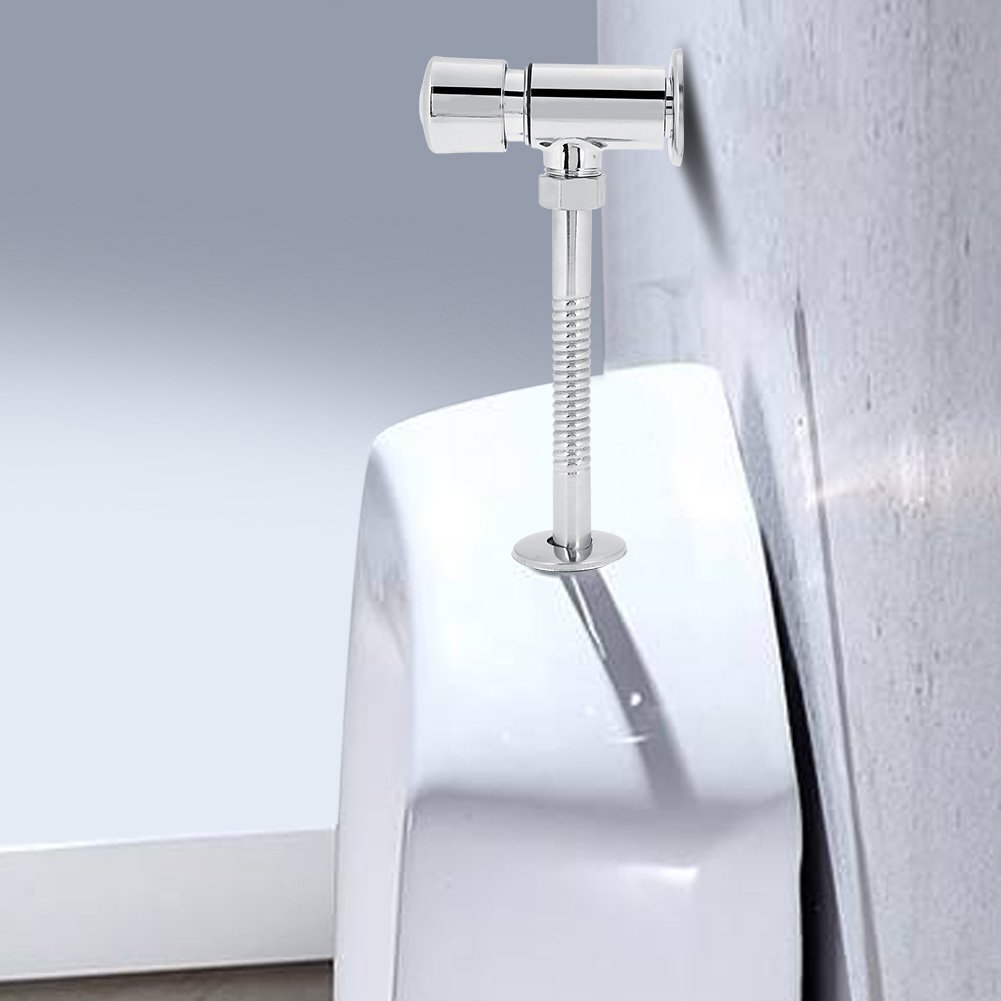 Toilet Urinal Flush Valve, Zinc Alloy Manual Flowise Hand Pressing Flushing Tool for Home Hotel Bathroom, Automatic Shutoff (3.94 x 1.97in)