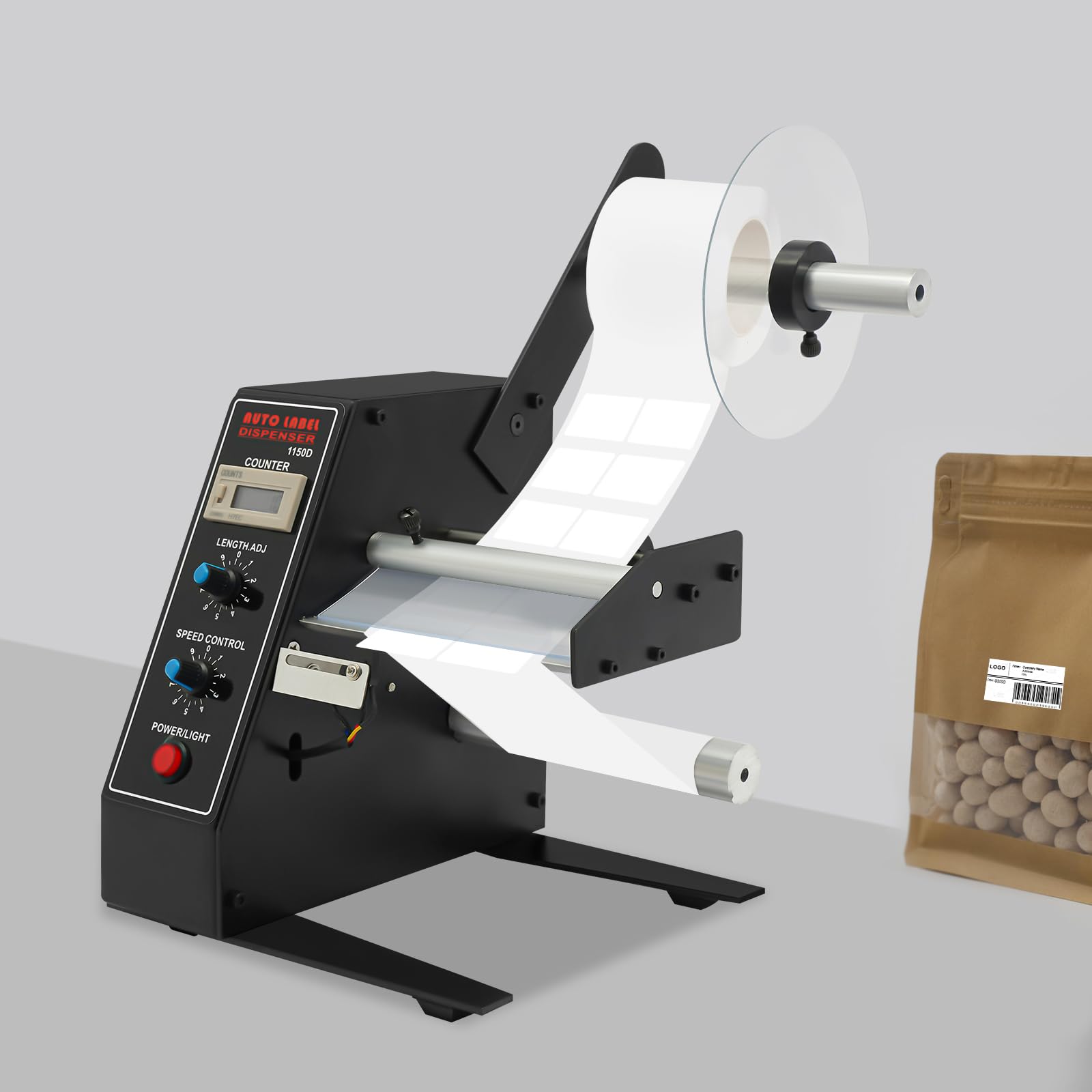 Automatischer Etikettenspender, Breite 5-140 mm, Länge 10-150 mm, Etiketten Applikator, Max Zählung 0-999999, für Schule, Supermarkt, Büro