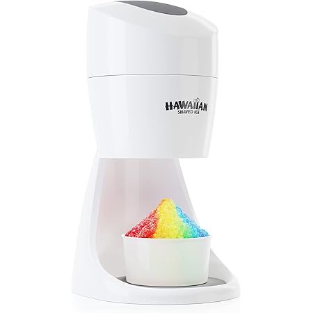 Hawaiian Shaved Ice S900A Snow Cone and Shaved Ice Machine with 2 Reusable Plastic Ice Mold Cups, Non-slip Mat, Instruction Manual, 1-year Manufacturer’s Warranty, 120V, White